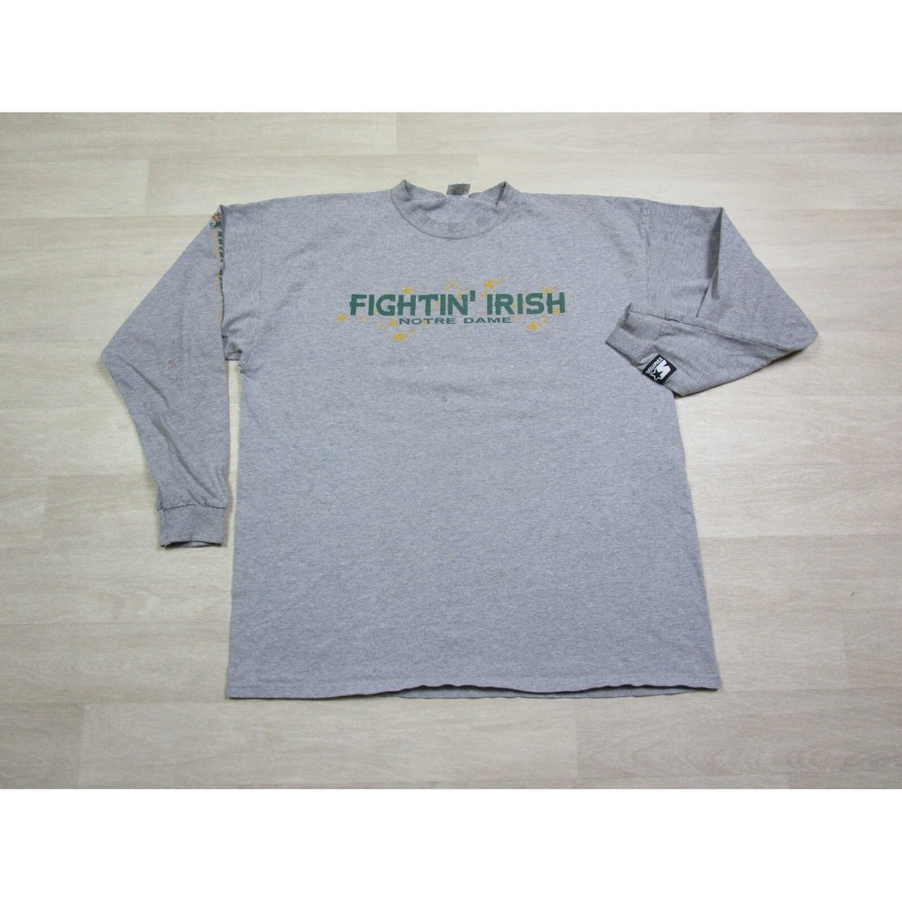 Vintage Notre Dame Fighting Irish Starter Gray L/S T Shirt Size XL Made in USA